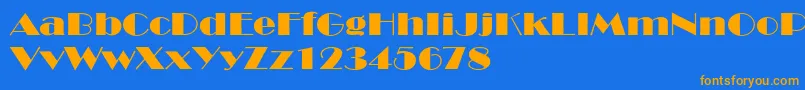 フォントRoyaltonextNormal – オレンジ色の文字が青い背景にあります。