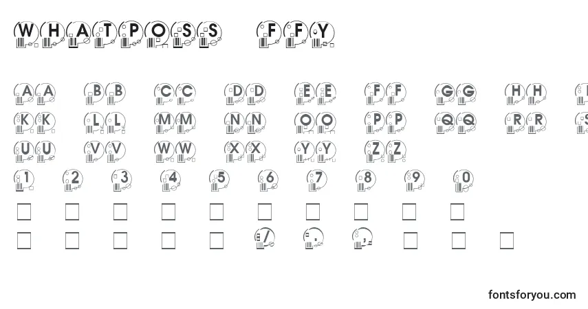 Schriftart Whatposs ffy – Alphabet, Zahlen, spezielle Symbole