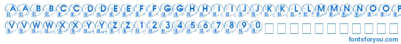 フォントWhatposs ffy – 白い背景に青い文字