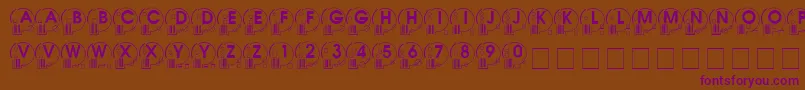 フォントWhatposs ffy – 紫色のフォント、茶色の背景