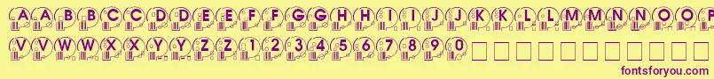 フォントWhatposs ffy – 紫色のフォント、黄色の背景