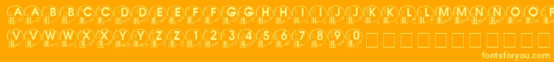 Whatposs ffy-Schriftart – Gelbe Schriften auf orangefarbenem Hintergrund