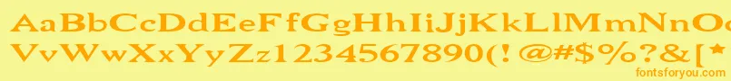 フォントNiewCromagnonWide – オレンジの文字が黄色の背景にあります。