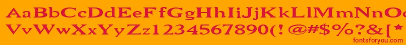 NiewCromagnonWide-Schriftart – Rote Schriften auf orangefarbenem Hintergrund