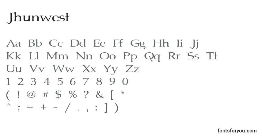 Шрифт Jhunwest – алфавит, цифры, специальные символы