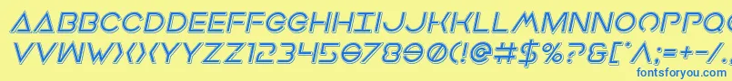 Earthorbiterpunchital Font – Blue Fonts on Yellow Background