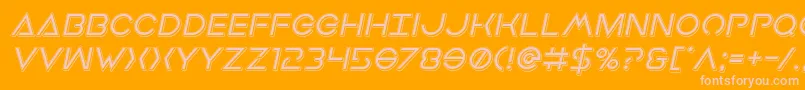 Earthorbiterpunchital-Schriftart – Rosa Schriften auf orangefarbenem Hintergrund