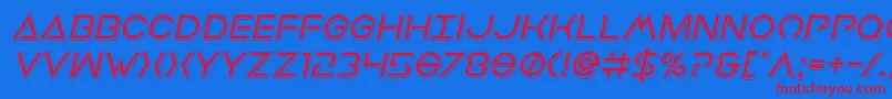 Шрифт Earthorbiterpunchital – красные шрифты на синем фоне