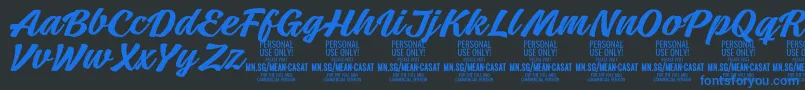 フォントMeancasatmedPersonalUse – 黒い背景に青い文字