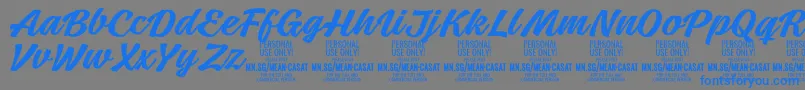 フォントMeancasatmedPersonalUse – 灰色の背景に青い文字