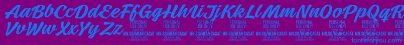 Шрифт MeancasatmedPersonalUse – синие шрифты на фиолетовом фоне