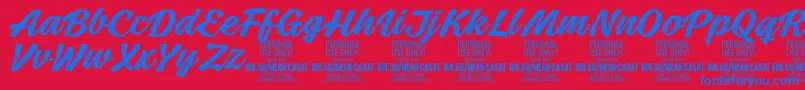MeancasatmedPersonalUse-Schriftart – Blaue Schriften auf rotem Hintergrund