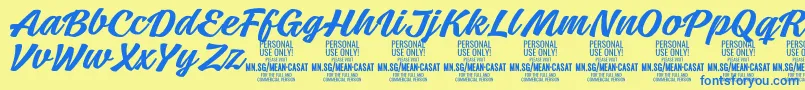 Шрифт MeancasatmedPersonalUse – синие шрифты на жёлтом фоне
