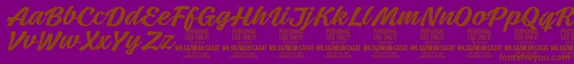 フォントMeancasatmedPersonalUse – 紫色の背景に茶色のフォント