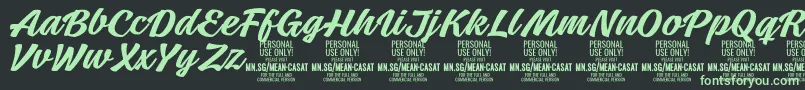 フォントMeancasatmedPersonalUse – 黒い背景に緑の文字