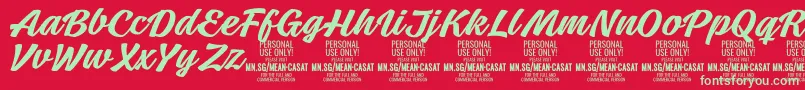 MeancasatmedPersonalUse Font – Green Fonts on Red Background