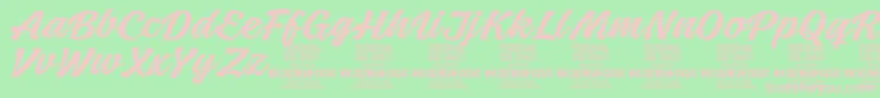 フォントMeancasatmedPersonalUse – 緑の背景にピンクのフォント