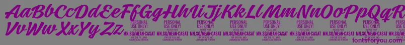 MeancasatmedPersonalUse Font – Purple Fonts on Gray Background