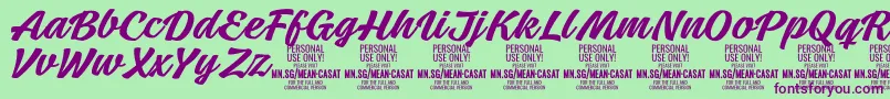 Шрифт MeancasatmedPersonalUse – фиолетовые шрифты на зелёном фоне