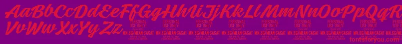 フォントMeancasatmedPersonalUse – 紫の背景に赤い文字