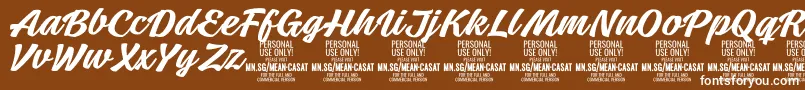 MeancasatmedPersonalUse Font – White Fonts on Brown Background