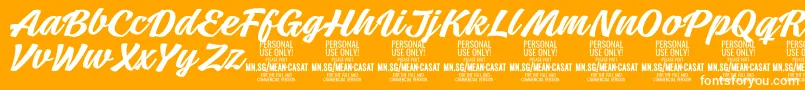 Шрифт MeancasatmedPersonalUse – белые шрифты на оранжевом фоне