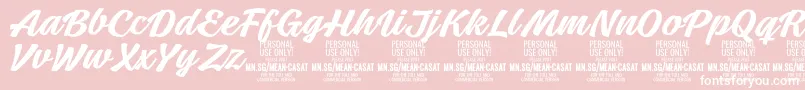 フォントMeancasatmedPersonalUse – ピンクの背景に白い文字