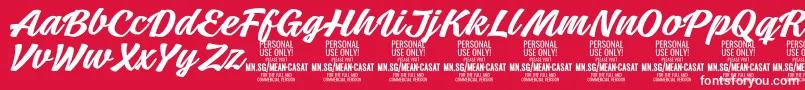 Шрифт MeancasatmedPersonalUse – белые шрифты на красном фоне
