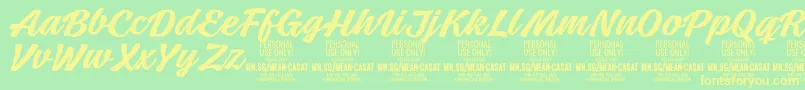MeancasatmedPersonalUse Font – Yellow Fonts on Green Background