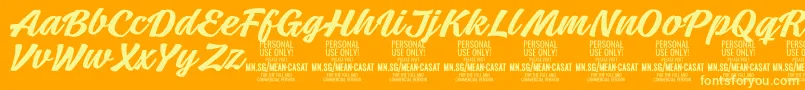 MeancasatmedPersonalUse-Schriftart – Gelbe Schriften auf orangefarbenem Hintergrund