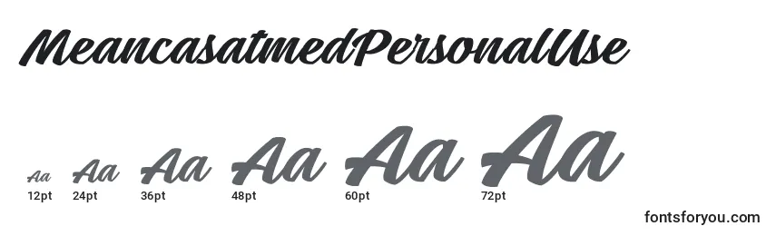 MeancasatmedPersonalUse Font Sizes