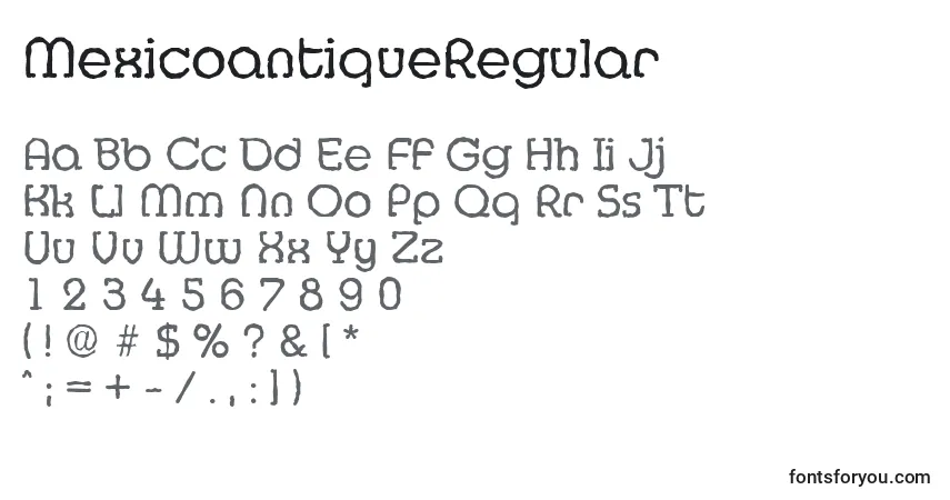 A fonte MexicoantiqueRegular – alfabeto, números, caracteres especiais