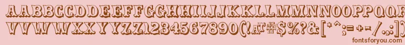 CarnivalmfOpenshadow-Schriftart – Braune Schriften auf rosa Hintergrund