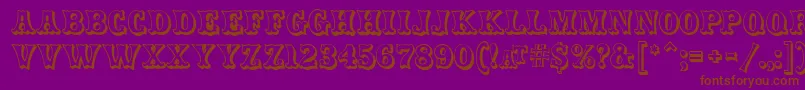 Fonte CarnivalmfOpenshadow – fontes marrons em um fundo roxo