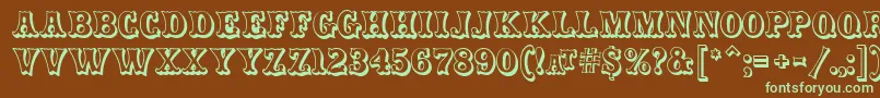 CarnivalmfOpenshadow Font – Green Fonts on Brown Background