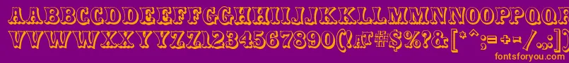 Fonte CarnivalmfOpenshadow – fontes laranjas em um fundo violeta
