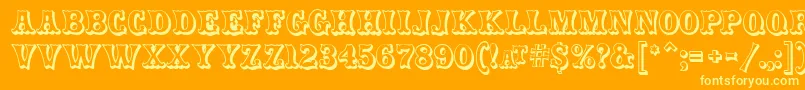 Czcionka CarnivalmfOpenshadow – żółte czcionki na pomarańczowym tle