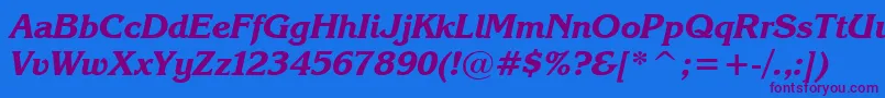 KarinaBlackRusItalic Font – Purple Fonts on Blue Background