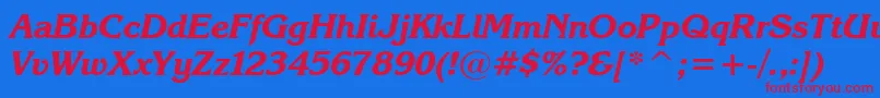 KarinaBlackRusItalic-fontti – punaiset fontit sinisellä taustalla