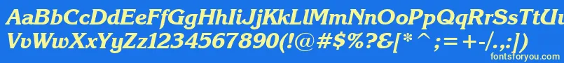 KarinaBlackRusItalic Font – Yellow Fonts on Blue Background