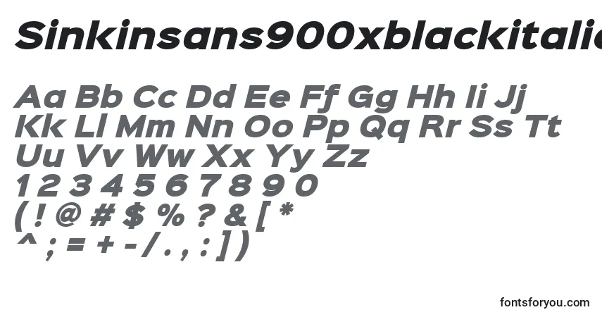 A fonte Sinkinsans900xblackitalic (116177) – alfabeto, números, caracteres especiais