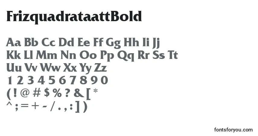 Шрифт FrizquadrataattBold – алфавит, цифры, специальные символы