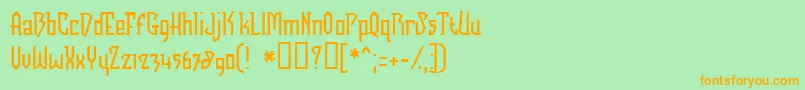 フォントFuturexbob – オレンジの文字が緑の背景にあります。