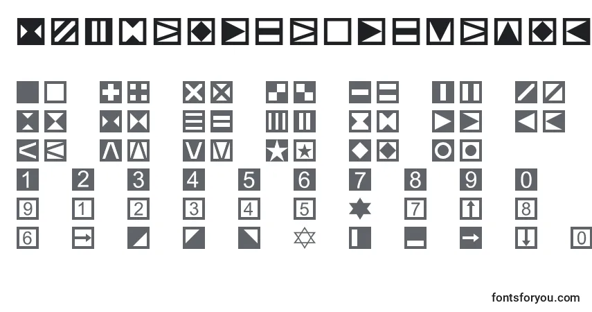 A fonte Linotypetapestryquadrate – alfabeto, números, caracteres especiais