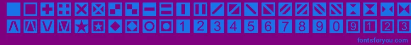 フォントLinotypetapestryquadrate – 紫色の背景に青い文字
