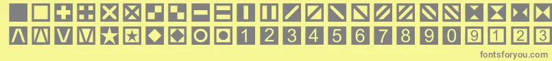 フォントLinotypetapestryquadrate – 黄色の背景に灰色の文字