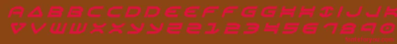フォントOberontitleital – 赤い文字が茶色の背景にあります。