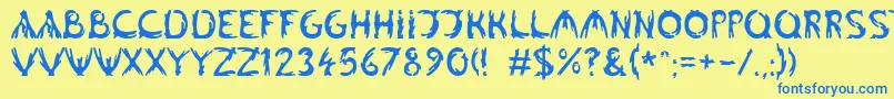 Fonte Linotypealgologfont – fontes azuis em um fundo amarelo