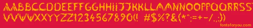 フォントLinotypealgologfont – 赤い背景にオレンジの文字