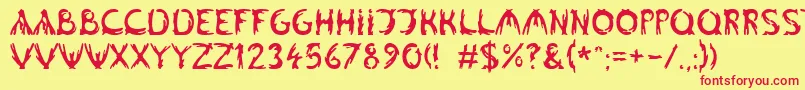 Fonte Linotypealgologfont – fontes vermelhas em um fundo amarelo